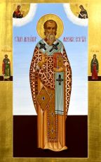 Максимиан Константинопольский икона рукописная на липовой доске (22743)
