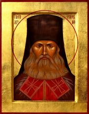Исаакий I Оптинский рукописная Икона на липовой доске (22754)