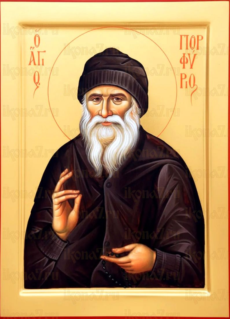 Порфирий Кавсокаливит рукописная Икона на липовой доске (22775)