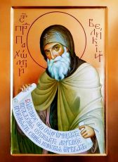 Пахомий Великий рукописная Икона на липовой доске (22778)