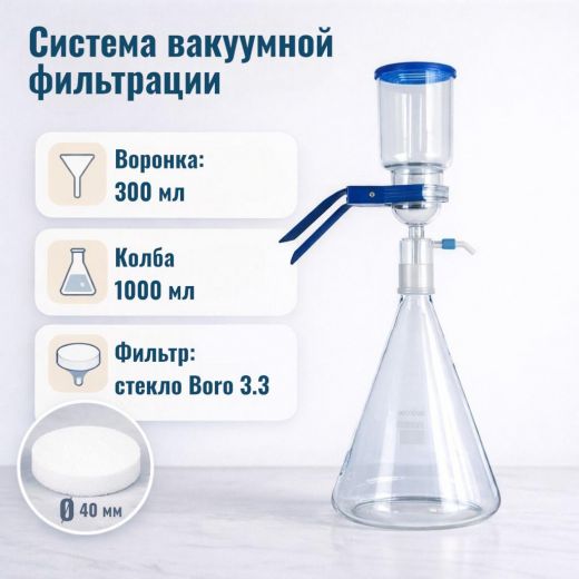 Система вакуумной фильтрации "MicroFilter", приемная колба 1000 мл, воронка на 300 мл