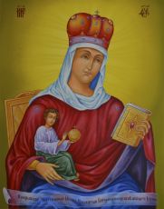 Михайловская икона Божией Матери рукописная на липовой доске (24161)