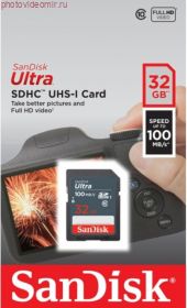 Карта памяти 32Gb SanDisk Ultra SDHC Class 10 UHS-I (100/10 MB/s) SDSDUNR-032G-GN3IN