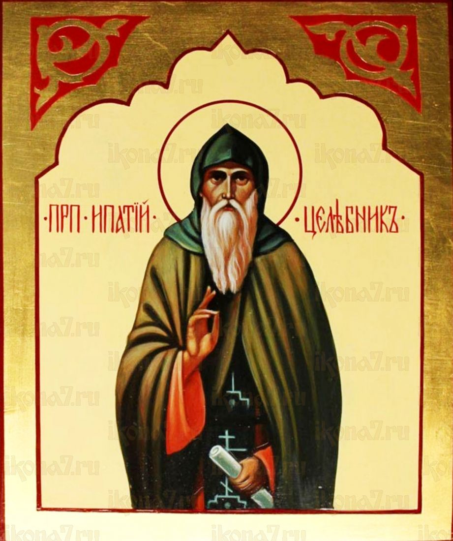 Ипатий Печерский рукописная Икона на липовой доске (22826)