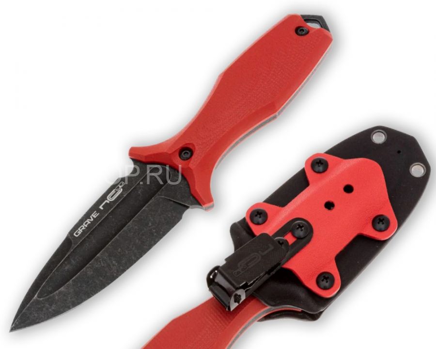 Нож GRAVE  black s/w, G10 red