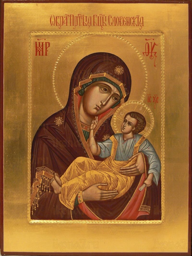 Словенская икона Божией Матери рукописная на липовой доске (24190)
