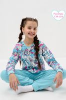 Пижама КИНОШКА АНИМЕ для девочки длинный рукав подростковая [бирюзовый]