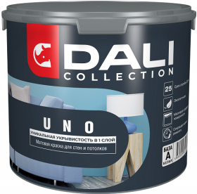 Краска для Стен и Потолков Dali Collection Uno 0.9л Уникальная Укрывистость в 1 Слой, Белая, Матовая / Дали Уно