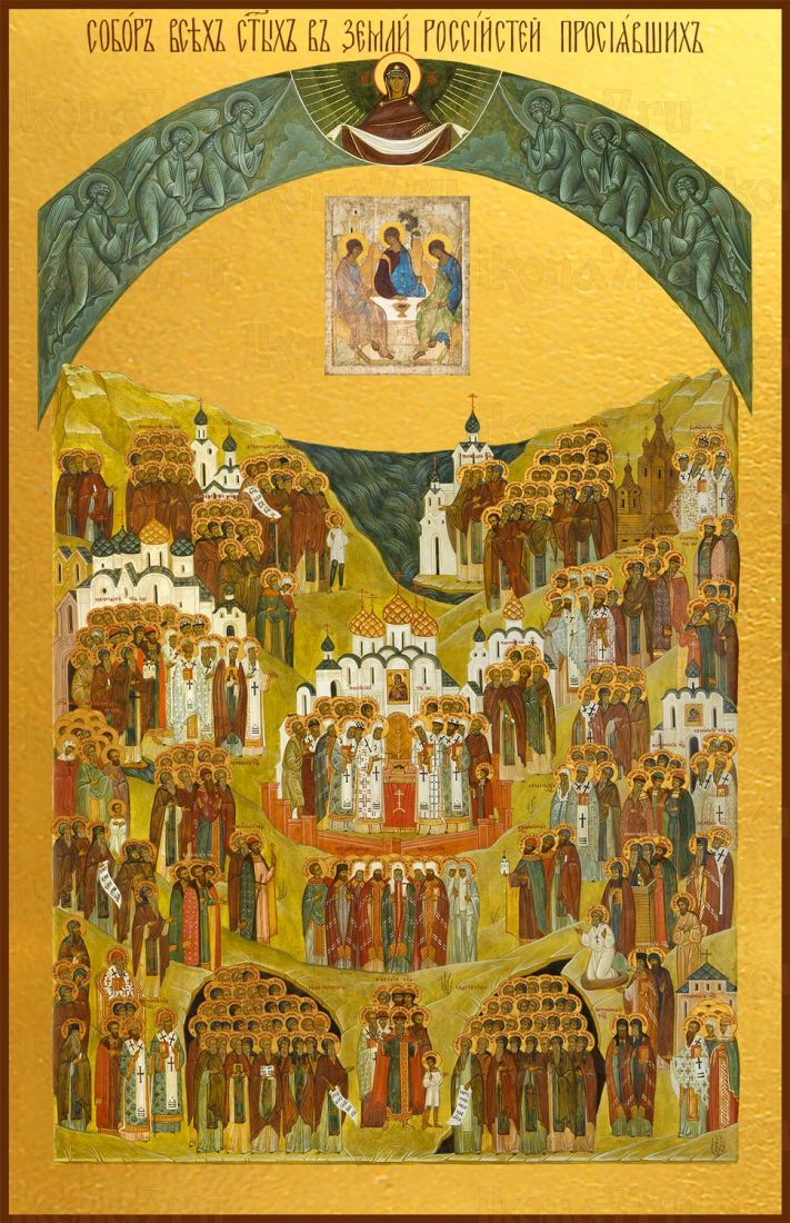 Собор святых Спаси и Сохрани икона рукописная на липовой доске (24262)