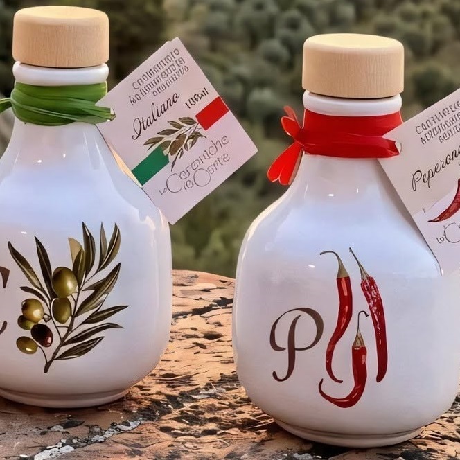 Масло оливковое с перцем чили керамика 100 мл, Olio EVO al peperoncino Ceramica 100 ml