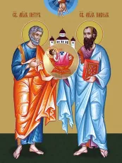 Петр и Павел апостолы икона печатная (холст на дереве)