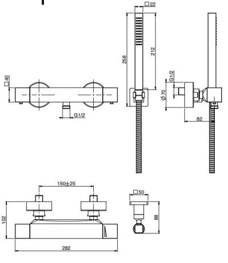 Смеситель с ручным душем Fima carlo frattini Fimatherm F4245 схема 2
