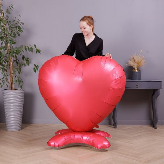 Сердце гигант 150 см красное стоячее шар фольгированный с воздухом