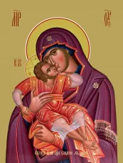 Сладкое Лобзание икона Богородицы печатная (холст на дереве)