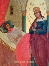 Целительница икона Богородицы печатная (холст на дереве)