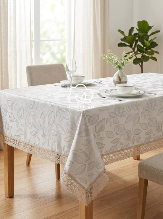 Սփռոց Տերևաձև Նախշերով և Ժանյակով - Leaf Pattern Tablecloth