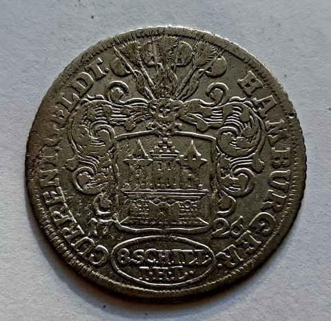 8 шиллингов 1726 Гамбург AUNC Германия