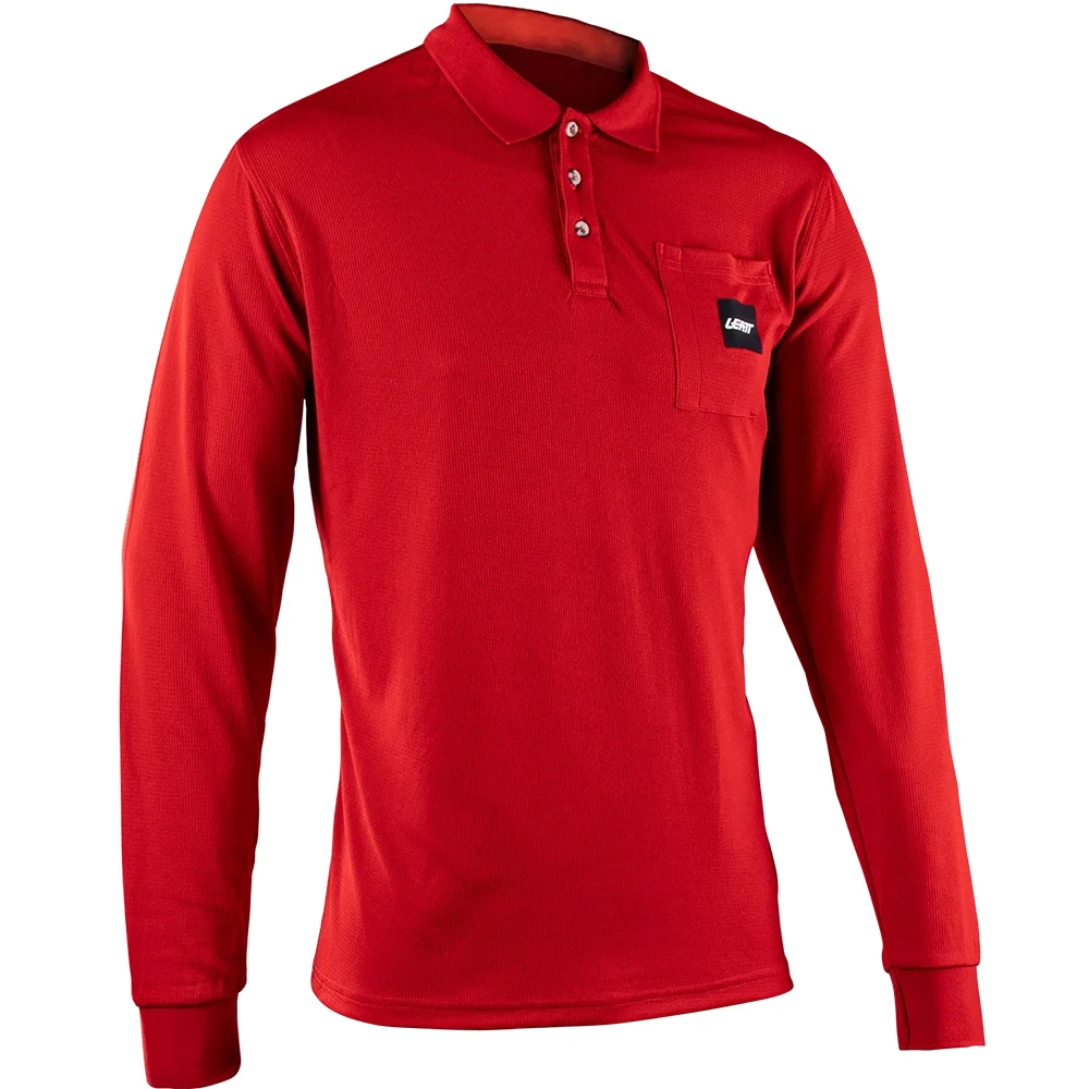 Leatt Team Polo Long Shirt Chili Red удлиненная футболка поло