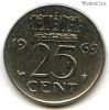 Нидерланды 25 центов 1969