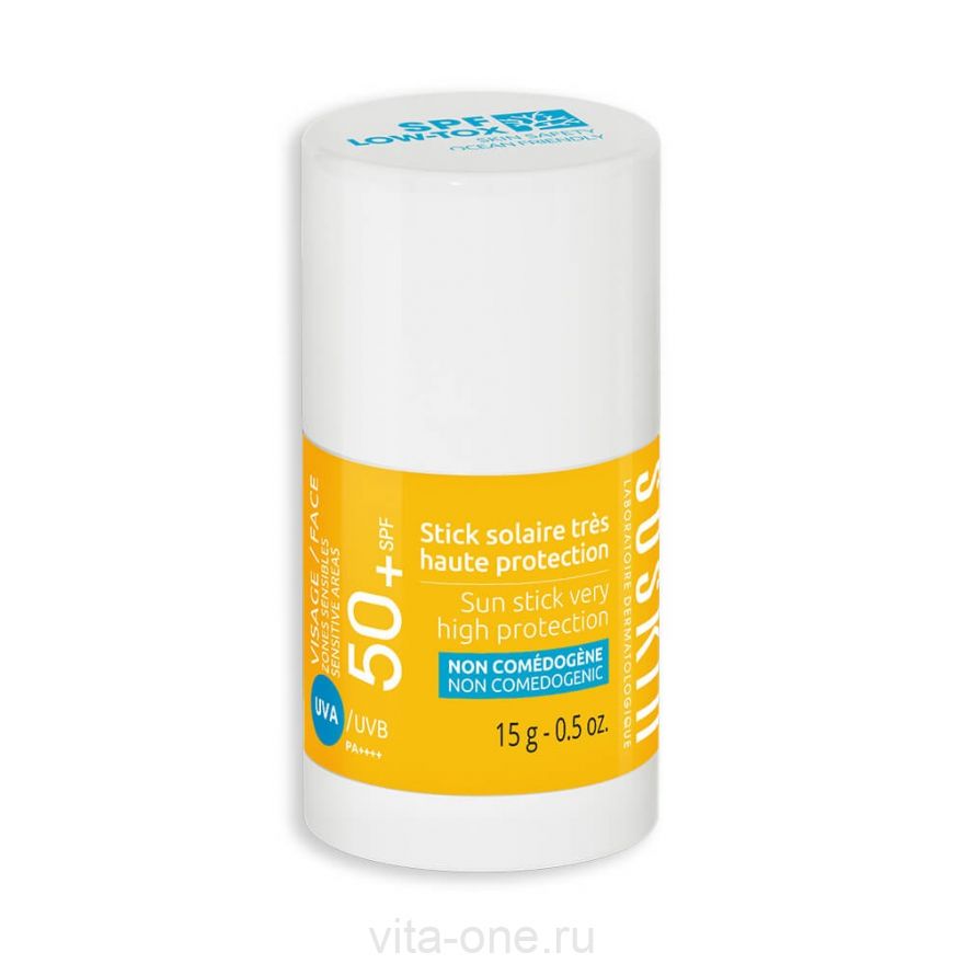 Солнцезащитный стик SPF 50 SOSKIN SPF50+ Sun Stick Very High Protection 15 г
