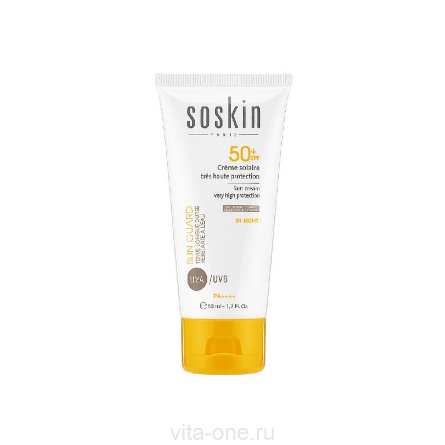 SPF50+ Крем высокой степени защиты с тональным эффектом SOSKIN Sun cream tinted 01 50 мл