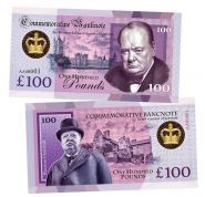100 Pounds (фунтов) - Уинстон Черчилль (Sir Winston Leonard Spencer Churchill. England). Памятная банкнота Oz ЯМ WB
