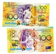 100 долларов — Австралия. Штеффи Граф. Australian Open. Памятная банкнота. UNC Oz Msh Ям WB