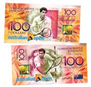 100 долларов — Австралия. Пит Сампрас. Australian Open. Памятная банкнота. UNC Oz Msh WB
