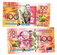 100 долларов — Австралия. Рафаэль Надаль. Australian Open. Памятная банкнота. UNC Oz Msh WB