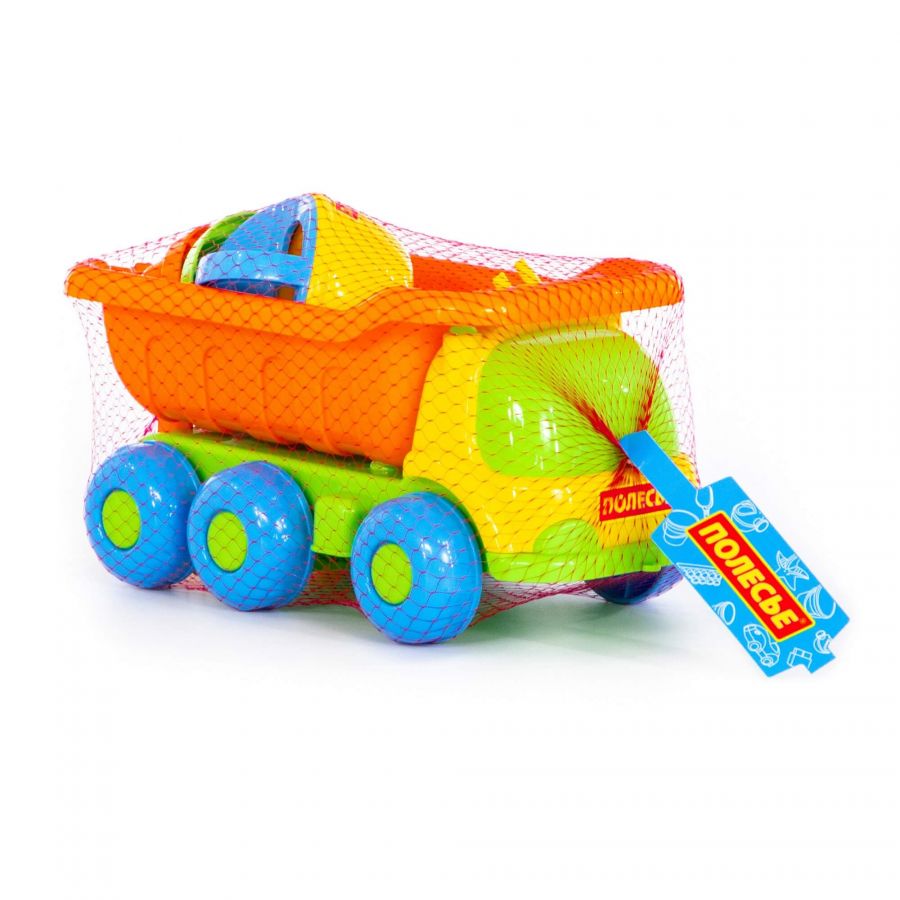 Набор №268: "Кеша", автомобиль-самосвал + совок №2, грабельки №2, 2 формочки, лейка малая №3