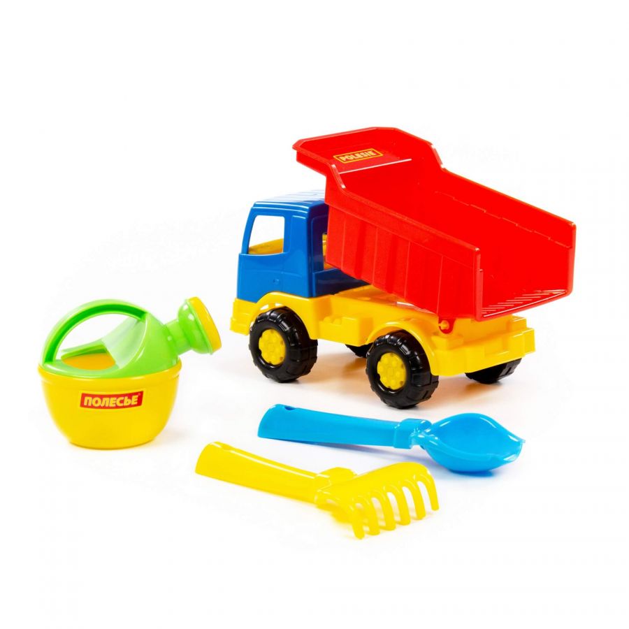 Набор №190: "Салют", автомобиль-самосвал + совок №2, грабельки №2, лейка малая №3