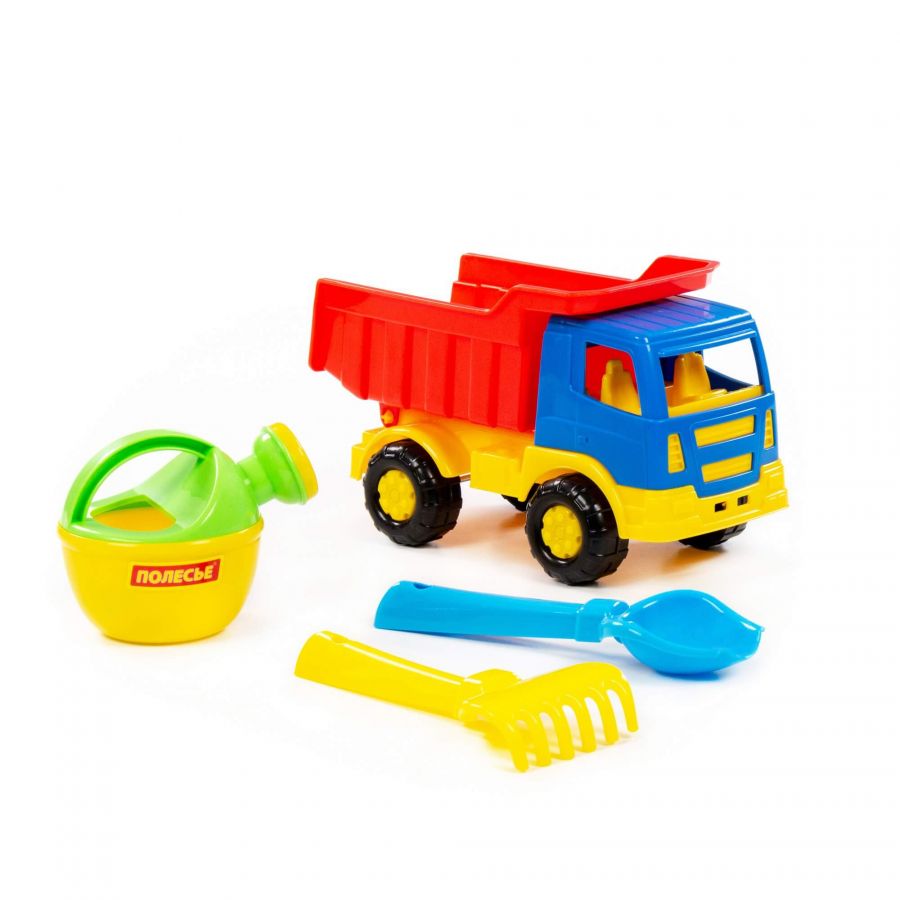 Набор №190: "Салют", автомобиль-самосвал + совок №2, грабельки №2, лейка малая №3