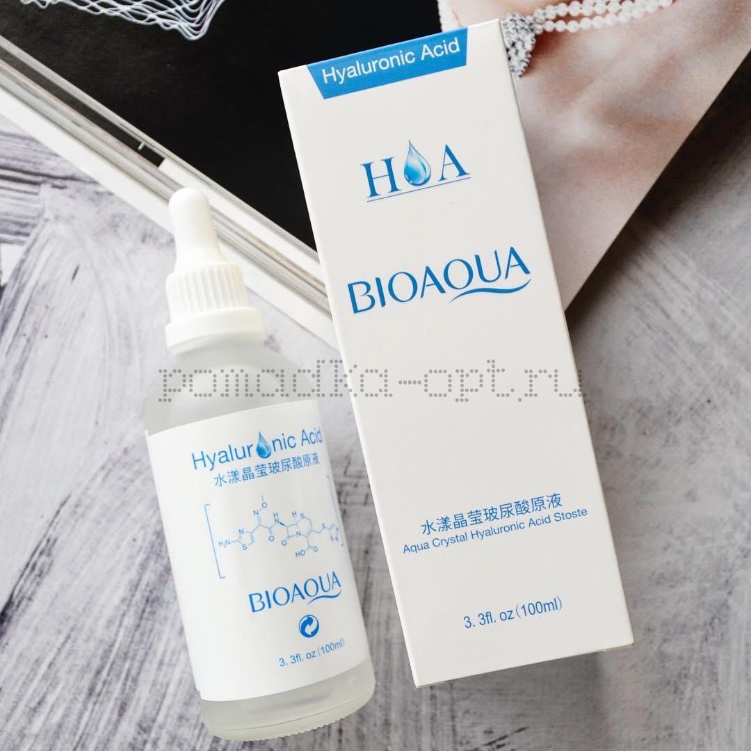 УВЛАЖНЯЮЩАЯ СЫВОРОТКА С ГИАЛУРОНОВОЙ КИСЛОТОЙ, 100МЛ. Bioaqua Aqua Crystal Hyaluronic Acid Stoste