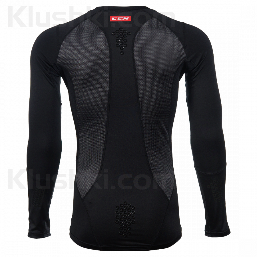 Белье компрессионное (футболка) CCM COMPRESSION LS TOP WITH GEL BLACK (SR)