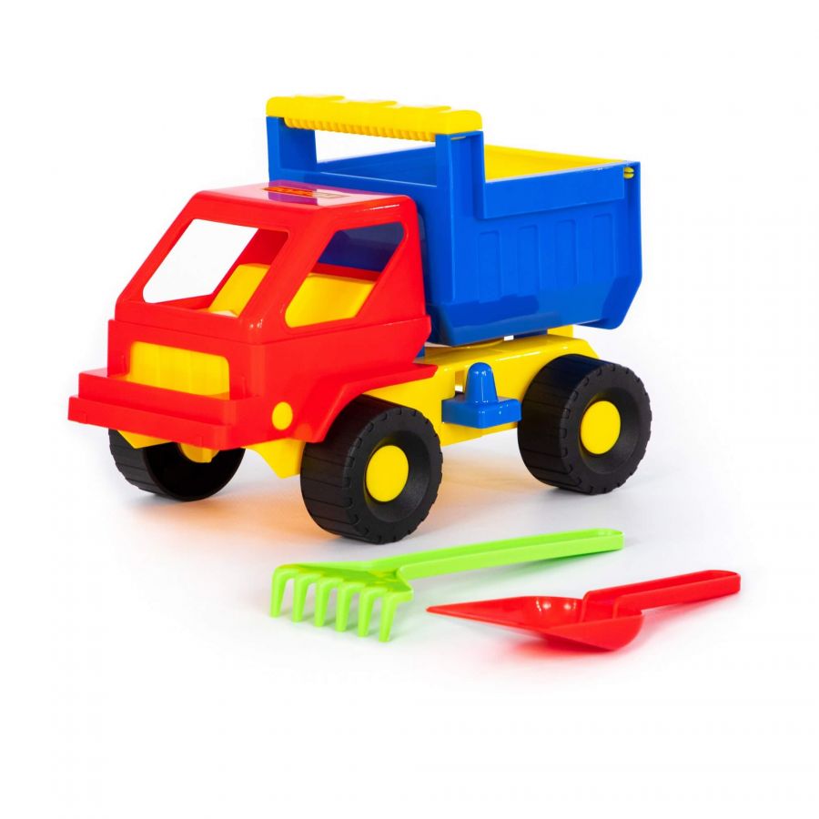Набор №14: "Кузя", автомобиль-самосвал + лопатка, грабельки