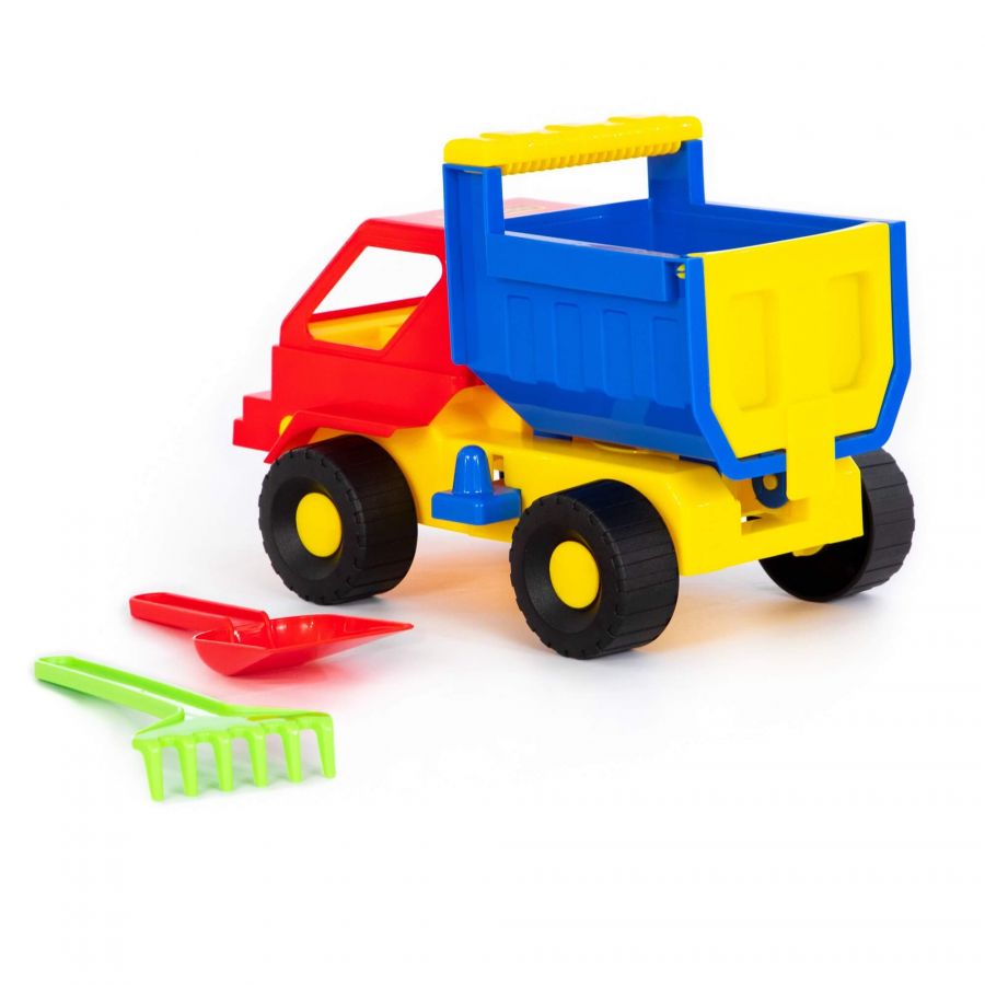 Набор №14: "Кузя", автомобиль-самосвал + лопатка, грабельки