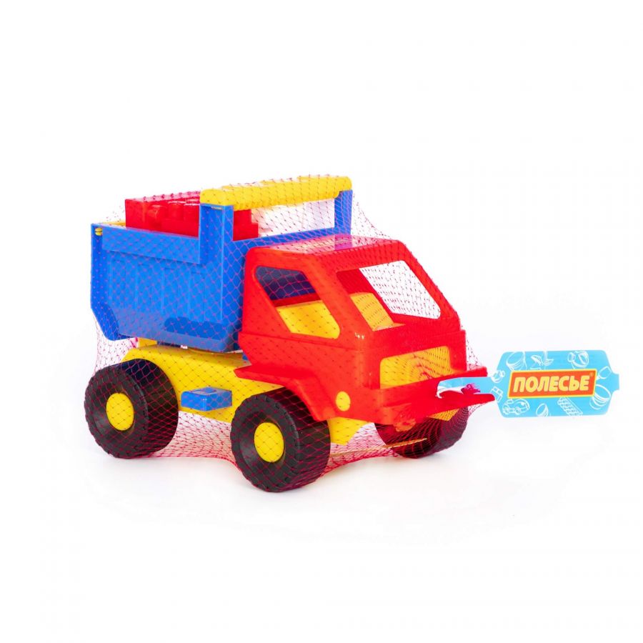 Набор №15: "Кузя", автомобиль-самосвал + конструктор "Строитель" (12 элементов)