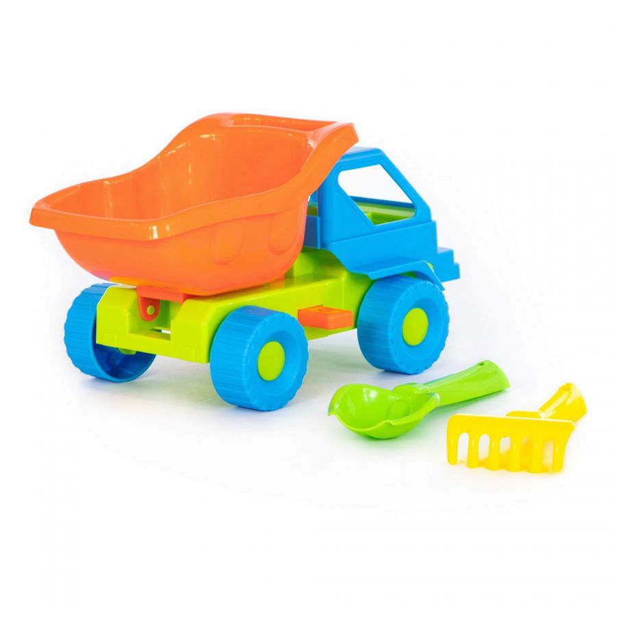 Набор №43: "Кузя-2", автомобиль-самосвал + совок №2, грабельки №2