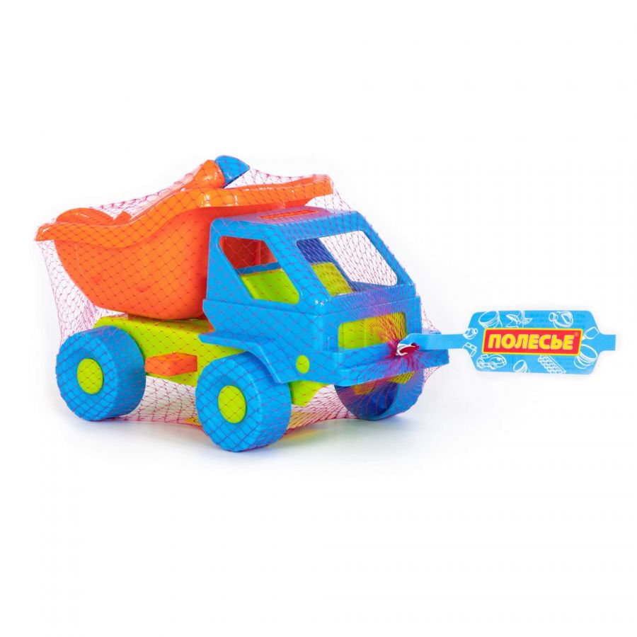 Набор №48: "Кузя-2", автомобиль-самосвал + совок №2, грабельки №2, 2 формочки