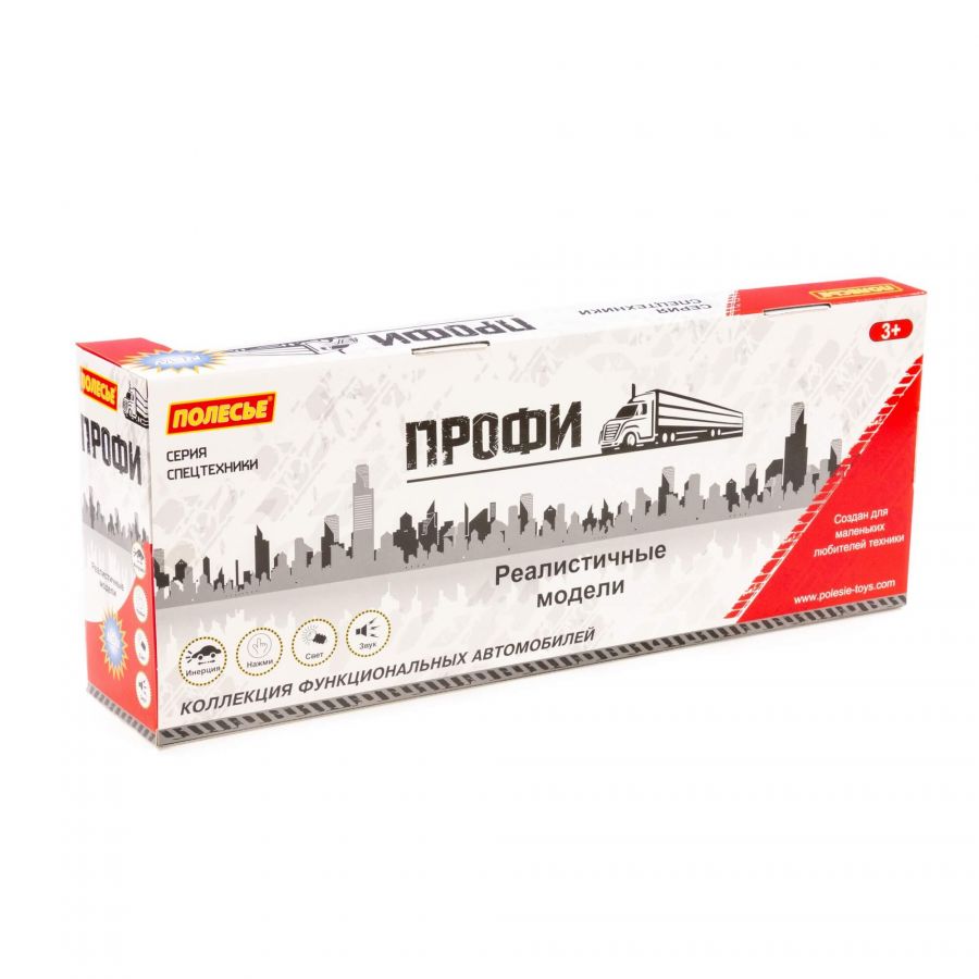 "Профи", автомобиль-тягач с полуприцепом-автовозом инерционный (со светом и звуком) + 4 автомобиль (в коробке)
