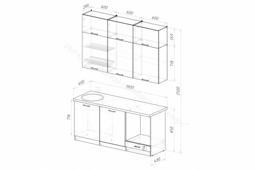 Кухонный гарнитур Альба макси 2 1800 мм (ПМ)