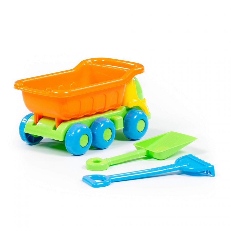 Набор №546: "Яша", автомобиль-самосвал, лопатка малая №3, грабельки малые №3