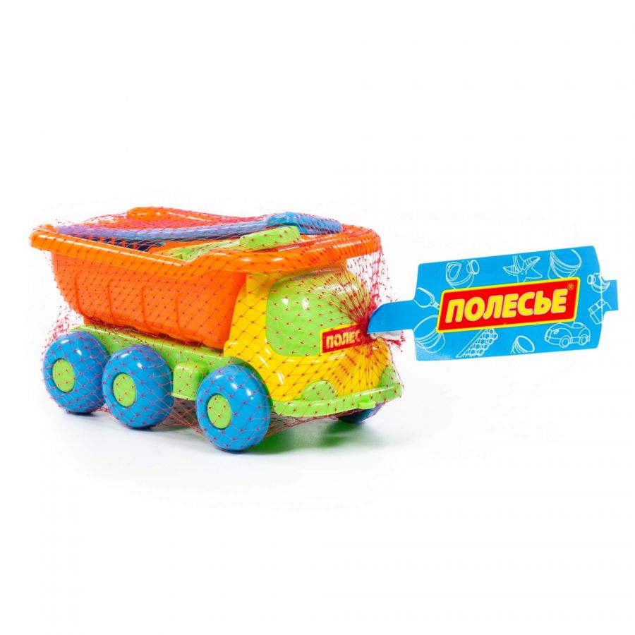 Набор №546: "Яша", автомобиль-самосвал, лопатка малая №3, грабельки малые №3