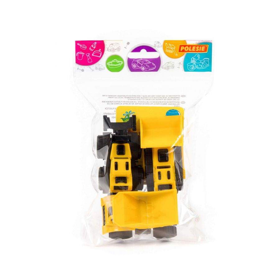 Самосвал-мини + Бульдозер-мини гусеничный + Погрузчик-мини вилочный (в пакете)