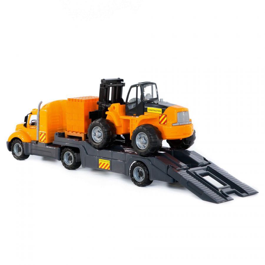 "Майк", автомобиль-трейлер + автокар + конструктор "Супер-Микс" - 30 элементов на поддоне (в коробке)