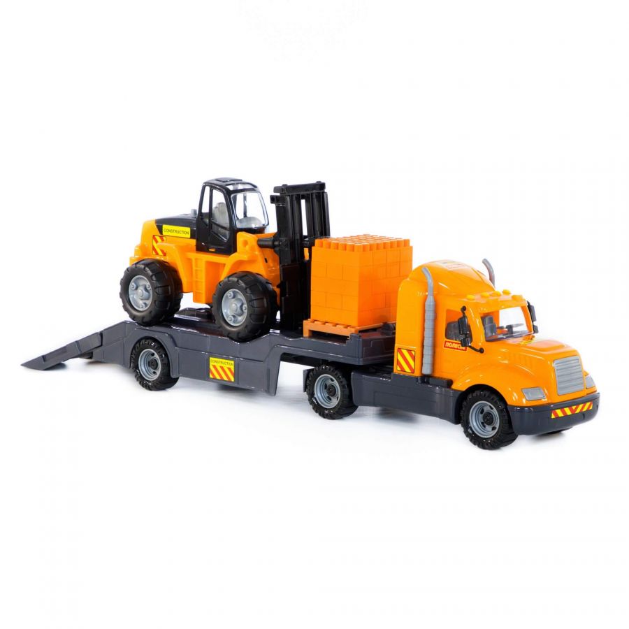 "Майк", автомобиль-трейлер + автокар + конструктор "Супер-Микс" - 30 элементов на поддоне (в коробке)