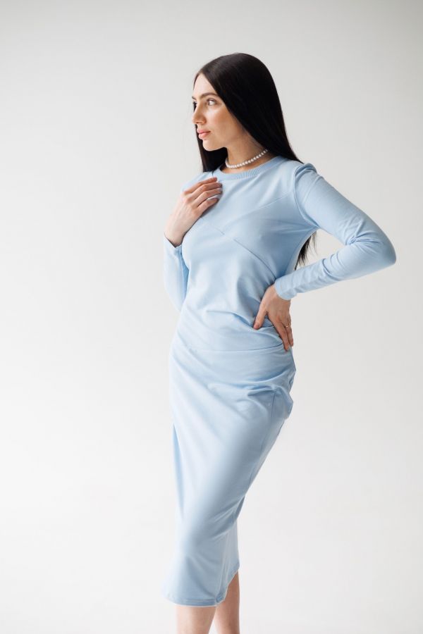 Платье Forza с разрезом на молнии голубое