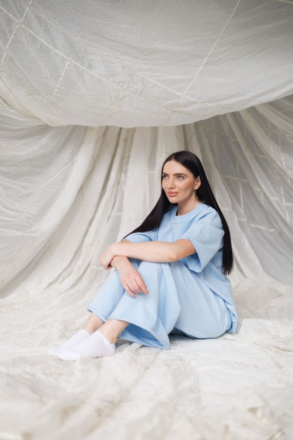 Футболка оверсайз небесного цвета