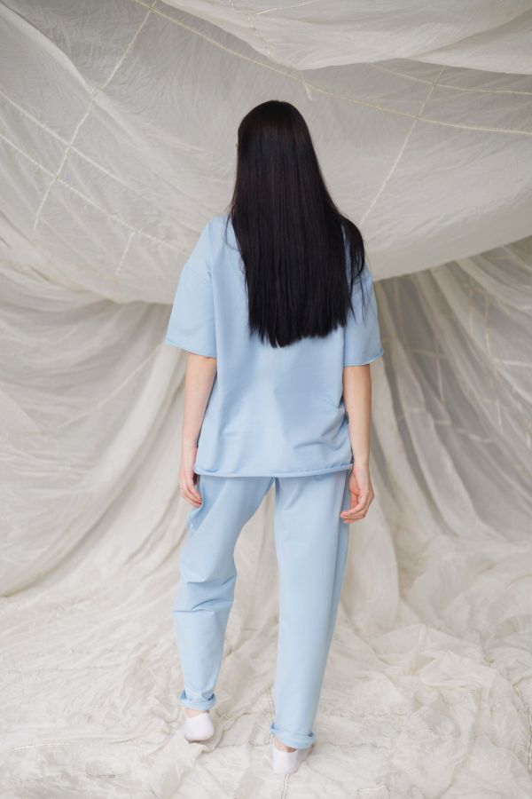 Футболка оверсайз небесного цвета