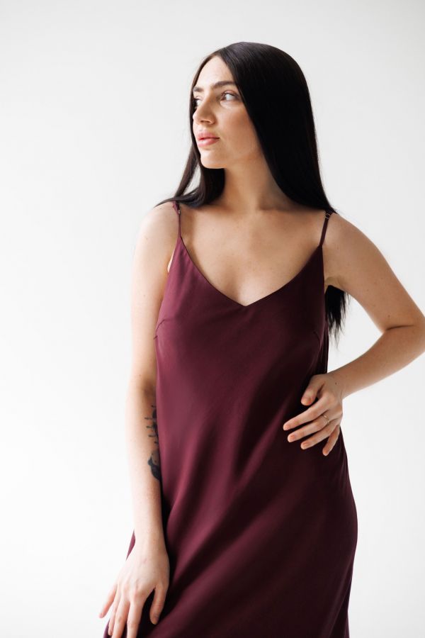 Платье комбинация Finezza из эвкалипта винное